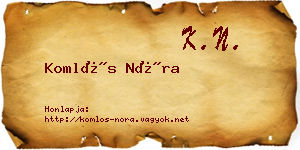Komlós Nóra névjegykártya